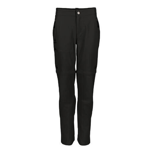 Vue avant d'un pantalon softshell Zip-Off femme en noir, taille 36.