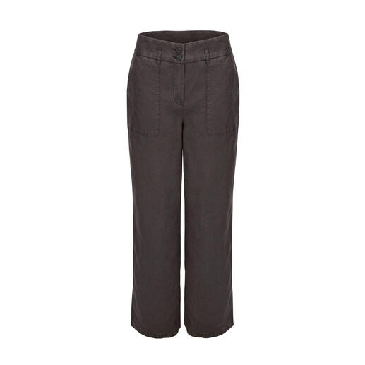 Vue avant du pantalon d'été Kris Reutter Coldblack® en brun foncé.