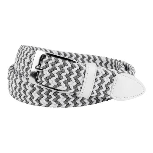 Ceinture élastique blanche/grise avec boucle en métal