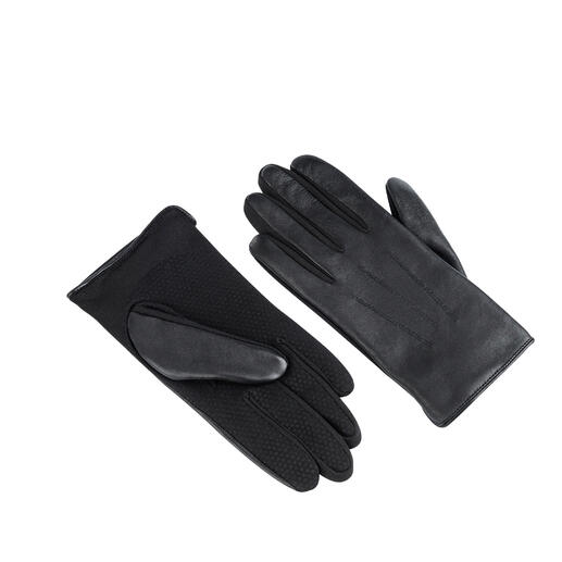 Gants en cuir noir pour femmes avec design texturé