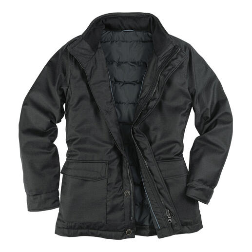 Veste Lodenfrey Storm System® noire avec doublure intérieure.