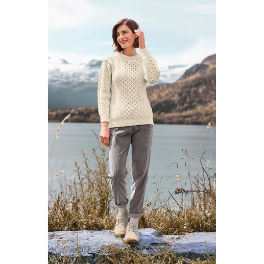 Pull Aran en mérinos Plus douce que jamais : la laine mérinos noble rend le pull Aran classique douillet.