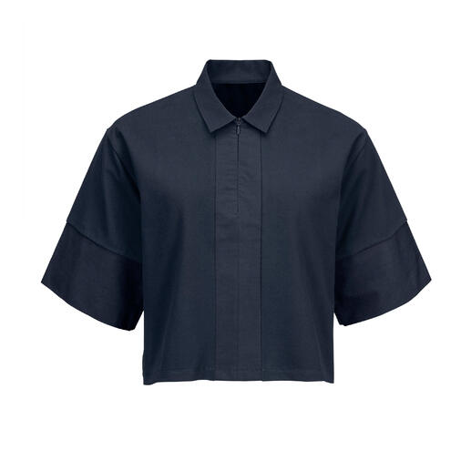 Chemise oversize Boxy en bleu marine, vue de face.