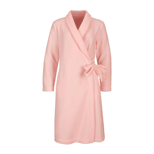 Peignoir en polaire rose, vu de face.