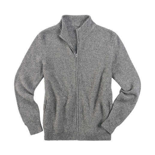 Cardigan en alpaga gris vu de côté