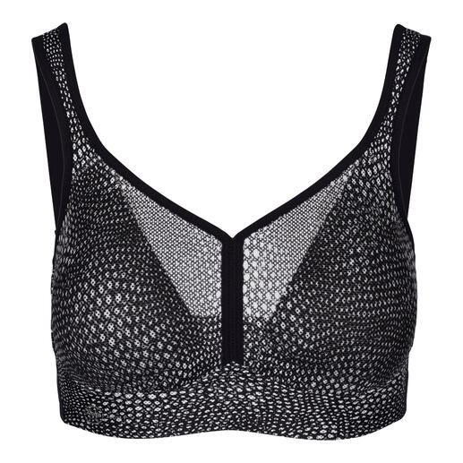 Soutien-gorge de sport gris/noir avec bretelles larges et soutien du cou