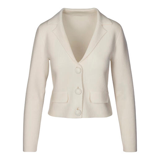 Blazer en cachemire blanc avec des boutons à l'avant