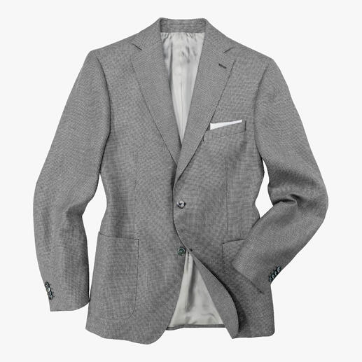 Veste Panama Carl Gross Votre veste pour les journées chaudes : des milliers de pores aérés agissent comme une climatisation tissée. Veste Panama grise Carl Gross avec doublure grise, drapée de manière décontractée.