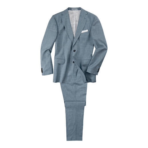 Costume d'été Carl Gross bleu clair sur fond blanc.