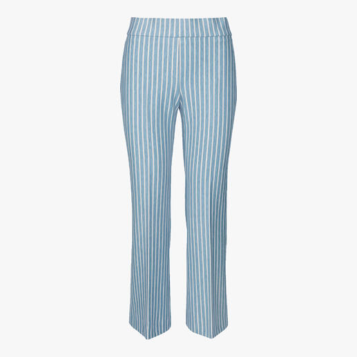 Pantalon à rayures bleu de Seductive, vue avant.