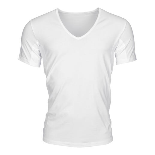 T-shirt V blanc pour hommes de FALKE Daily Climate Control.