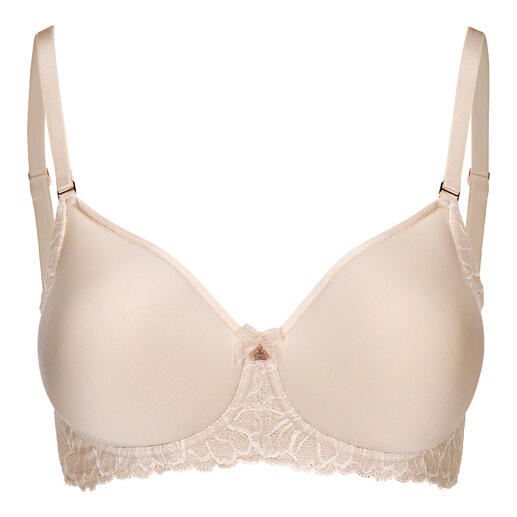 Vue de face du soutien-gorge en dentelle beige Royal Lounge Everyday
