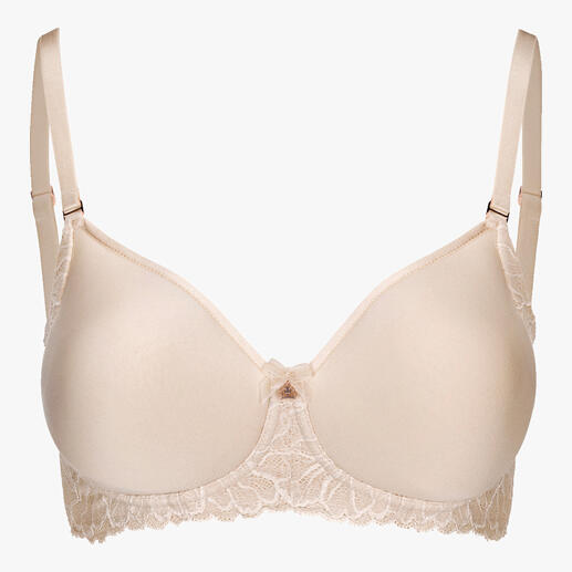 Vue de face du soutien-gorge en dentelle beige Royal Lounge Everyday