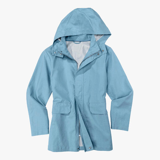 Veste en lin imperméable claire avec capuche