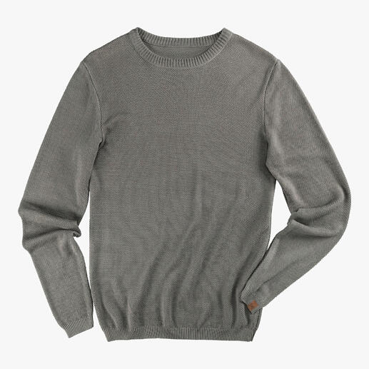 Pull Tencel-Piqué Ivanhoe gris sur fond blanc.