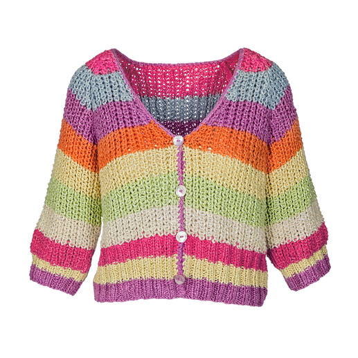 Cardigan en gros tricot de soie coloré avec des boutons