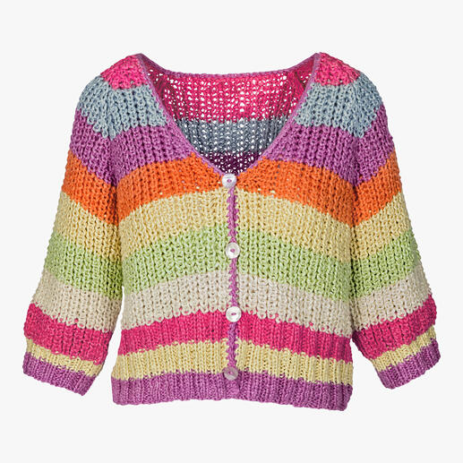 Cardigan en gros tricot de soie coloré avec des boutons