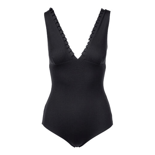 Maillot de bain réversible Mymarini Piqué en noir structuré avec décolleté en V