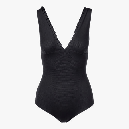 Maillot de bain réversible Mymarini Piqué en noir structuré avec décolleté en V