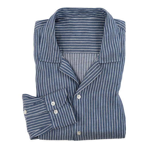 Chemise pliable en lin Tencel bleue à rayures