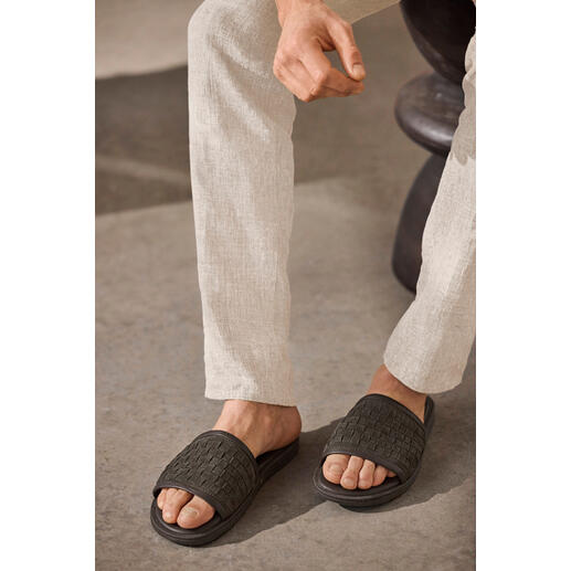Mules en cuir tressé Mocassin en cuir tressé sur un pied, décontracté