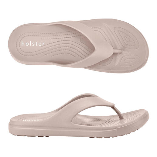 Tongs Holster® en beige sur fond clair