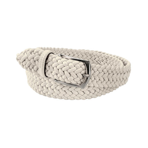 Homme, Blanc Ceinture en cuir tressée élastique blanche