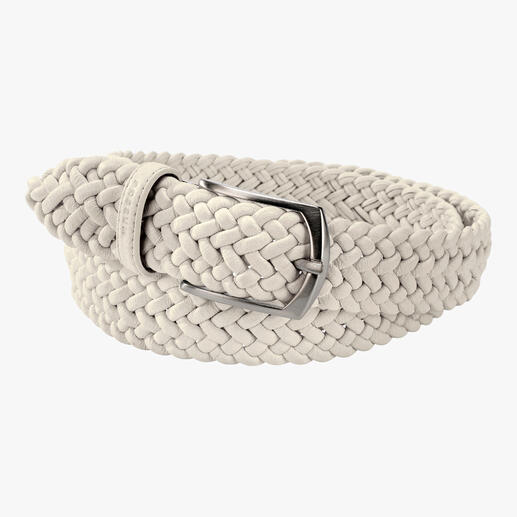 Ceinture en cuir tressée élastique blanche