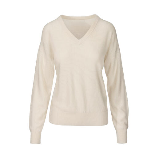 Pull en soie climat ivoire avec col en V
