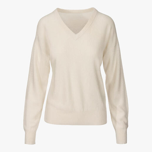 Pull en soie climat ivoire avec col en V