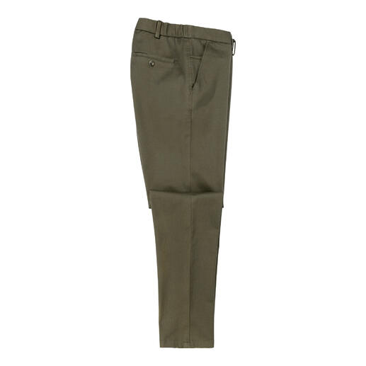 Chino Hiltl premium en olive, vue latérale