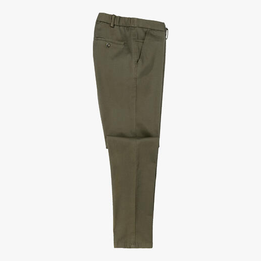 Chino Hiltl premium en olive, vue latérale