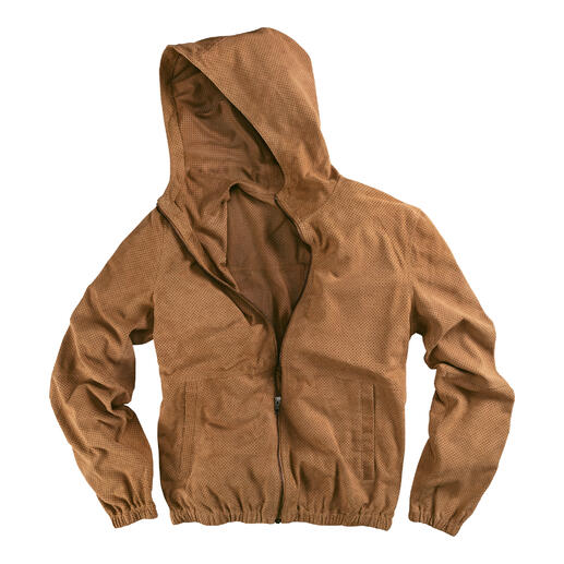 Hoodie en velours marron avec motif perforé