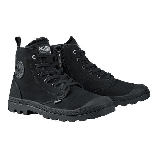 Botte d'hiver noire Palladium avec lacets et fermeture éclair latérale, taille 41