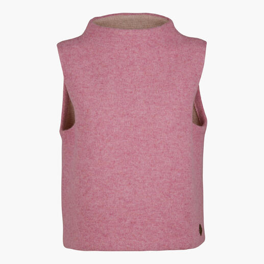 Vue de face d'un pull rose à encolure ronde.