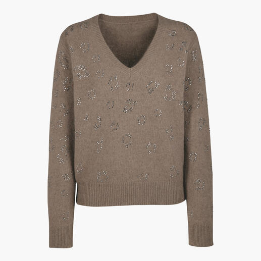 Pull douillet avec décolleté en V et pierres décoratives