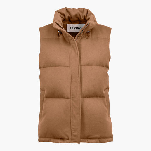 Doudoune en mélange de laine couleur camel, taille 36.