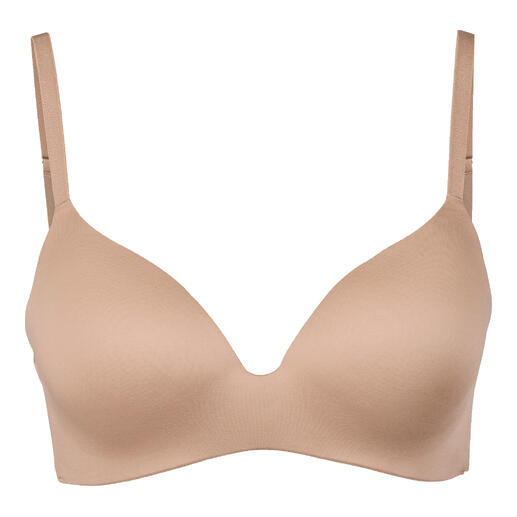 Soutien-gorge seamless soft caramel sur fond blanc.