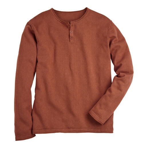 Pull Ragman rouge rouille avec col rond et manches longues.
