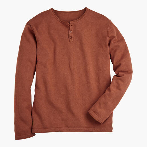 Pull Ragman rouge rouille avec col rond et manches longues.