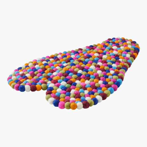 Semelle de massage multicolore, deux grandes sections de boules de feutre.