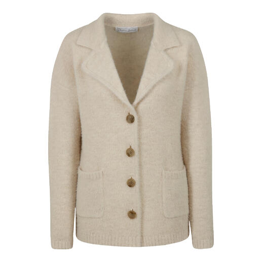 Blazer en tricot en Ecru avec boutons et poches.