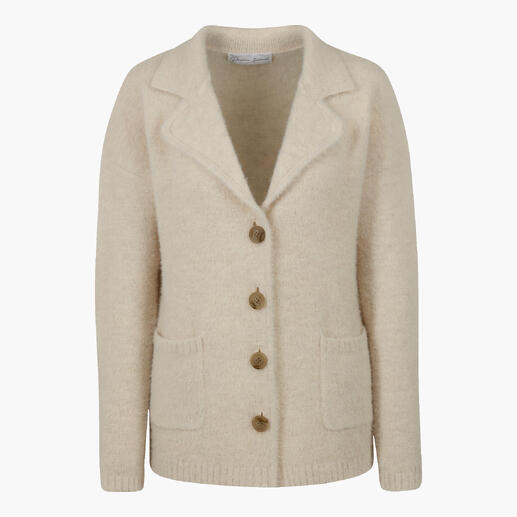 Blazer en tricot en Ecru avec boutons et poches.