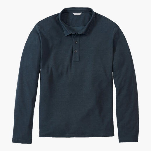 Polo à manches longues Pique marine avec boutons.