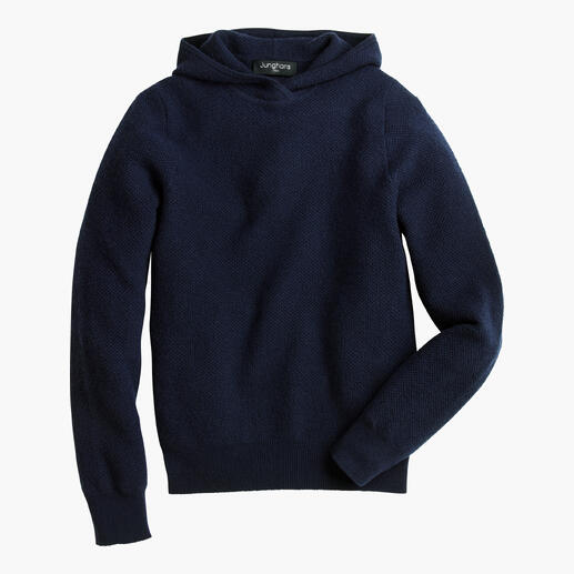 Hoodie Pique navy avec capuche et manches longues