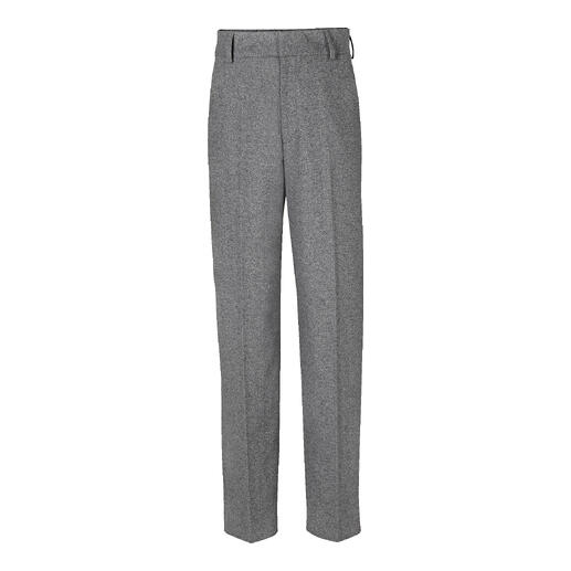 Pantalon en laine d'hiver gris mélangé, debout sur fond blanc