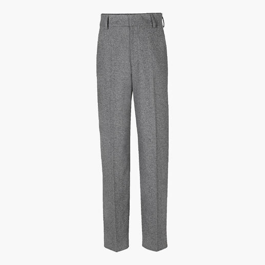 Pantalon en laine d'hiver gris mélangé, debout sur fond blanc