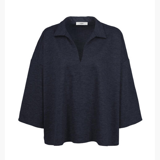 Tunique Punto Milano de LaSalle en bleu foncé avec col mi-haut.