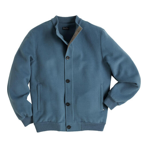 Blouson en alpaga brossé bleu, taille 48, au style décontracté