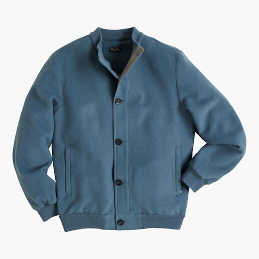 Blouson en alpaga brossé bleu, taille 48, au style décontracté